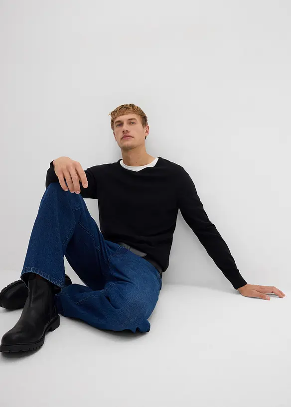 Pull en fine maille avec laine mérinos, bonprix