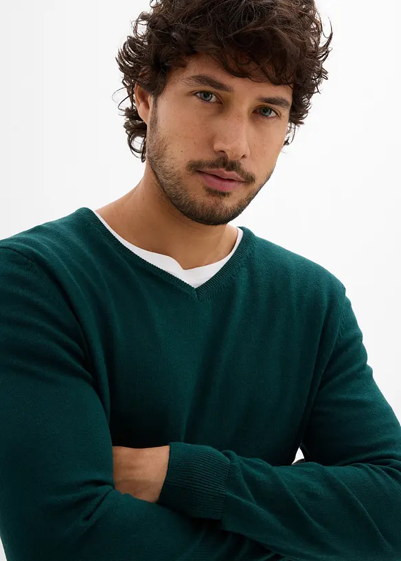 Pull en fine maille avec laine mérinos, bonprix