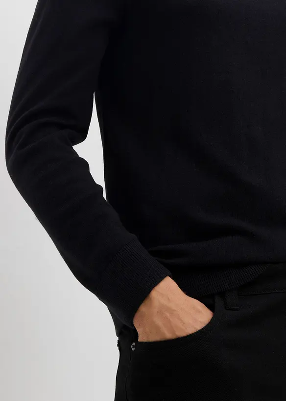 Pull slim à col roulé en fine maille avec laine mérinos, bonprix