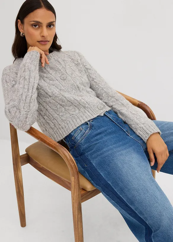 Gilet en grosse maille douce, laine mélangée, bonprix