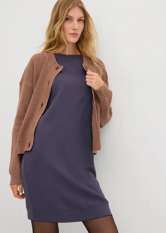 Robe sweat manches 3/4, intérieur gratté doux, bonprix