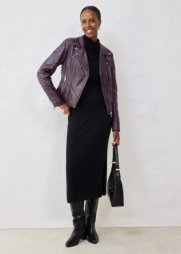 Veste biker en cuir nappa d’agneau, bonprix