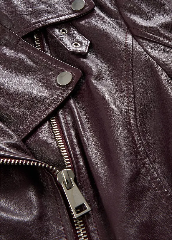 Veste biker en cuir nappa d’agneau, bonprix