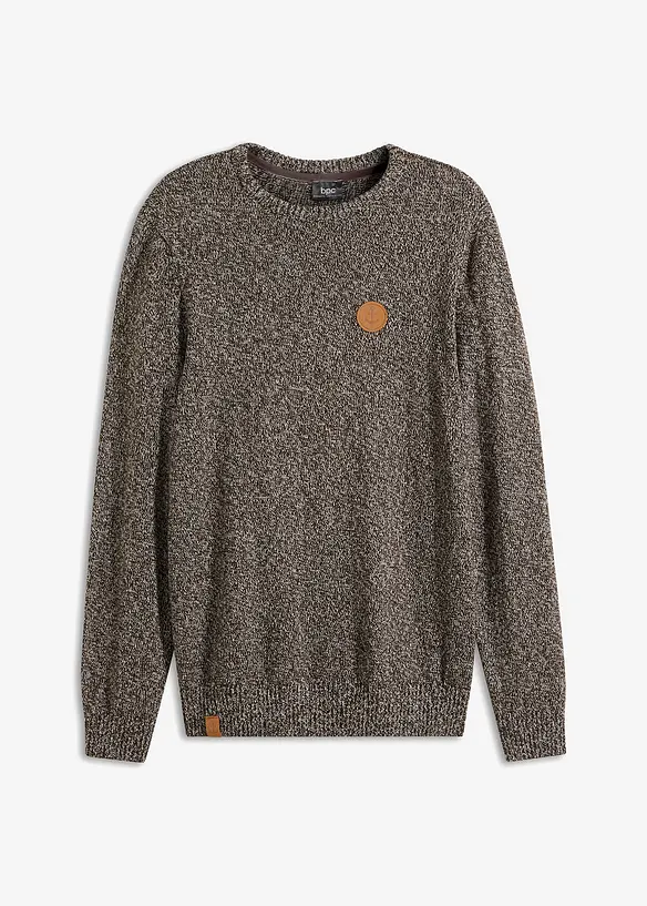 Pull col rond en coton mélangé, bonprix