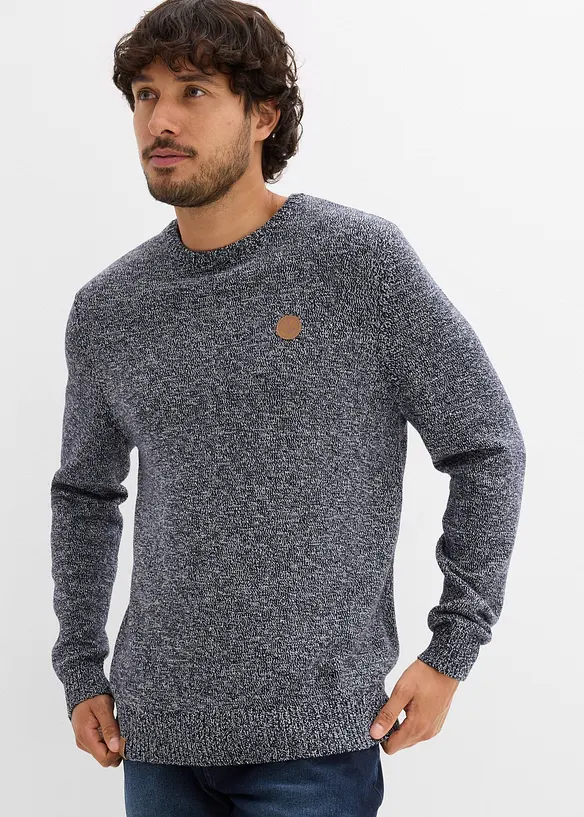 Pull col rond en coton mélangé, bonprix