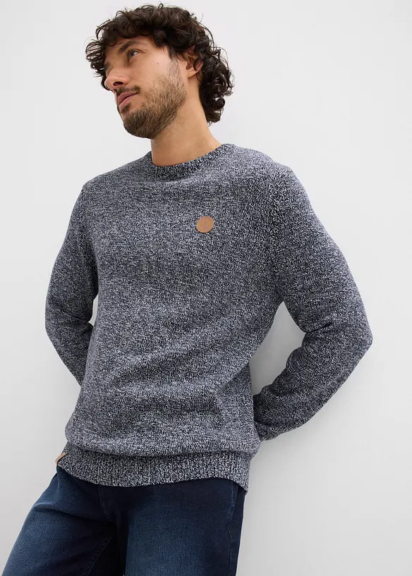 Pull col rond en coton mélangé, bonprix