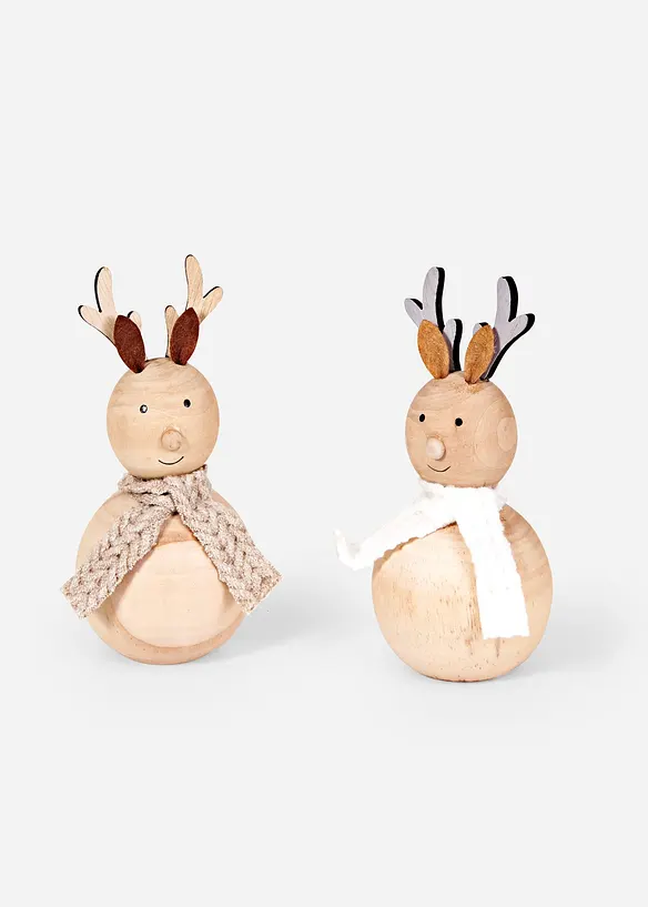 Lot de 2 élans en bois, bonprix