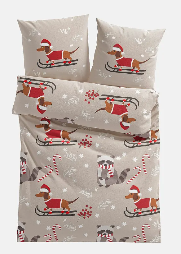 Parure de lit avec teckel de Noël, bonprix