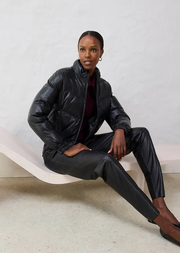 Doudoune en cuir d’agneau nappa, bonprix