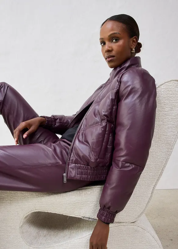 Doudoune en cuir d’agneau nappa, bonprix