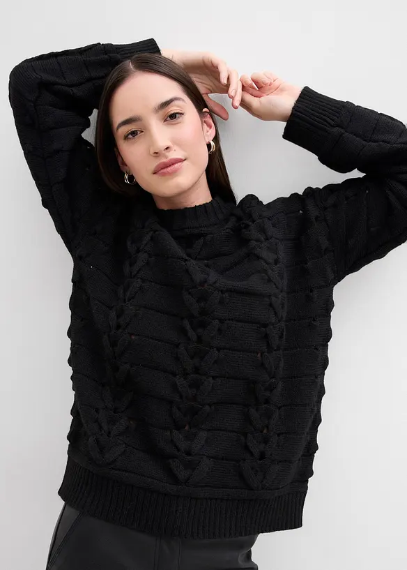 Pull en grosse maille à motif torsadé, bonprix