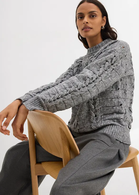 Pull en grosse maille à motif torsadé, bonprix