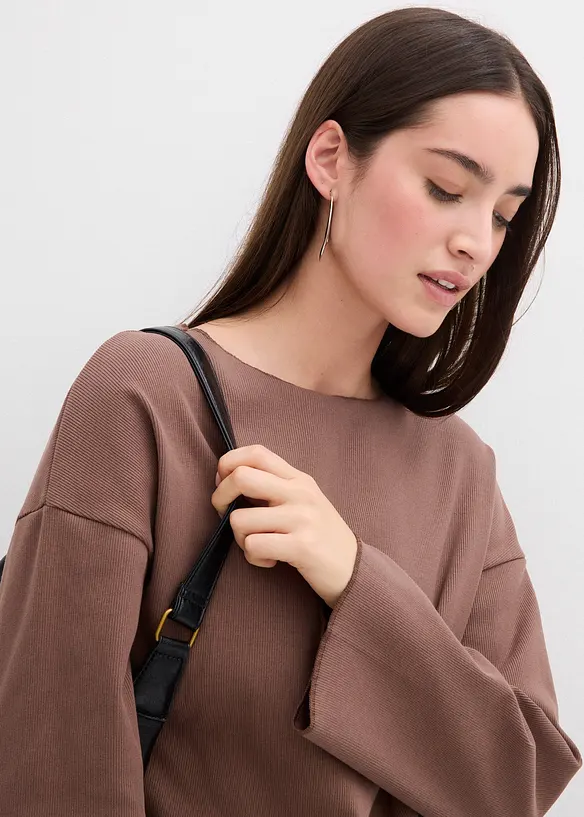 T-shirt manches longues côtelé, bonprix