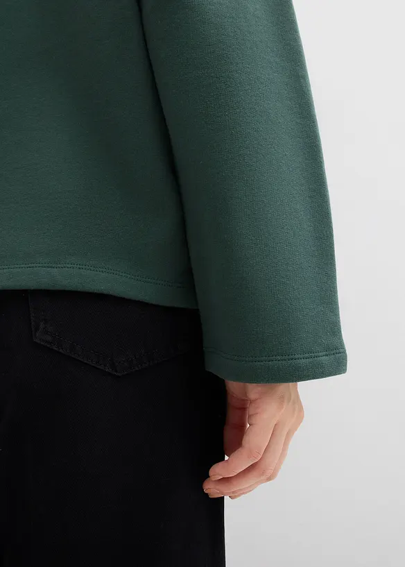 Sweat en coton avec col polo en maille, bonprix