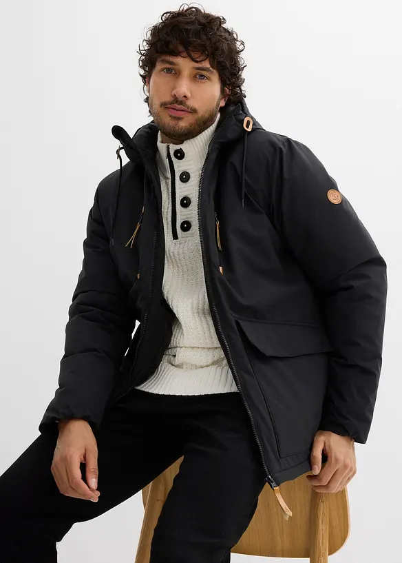 Parka d’hiver à capuche et détails enduits, bonprix