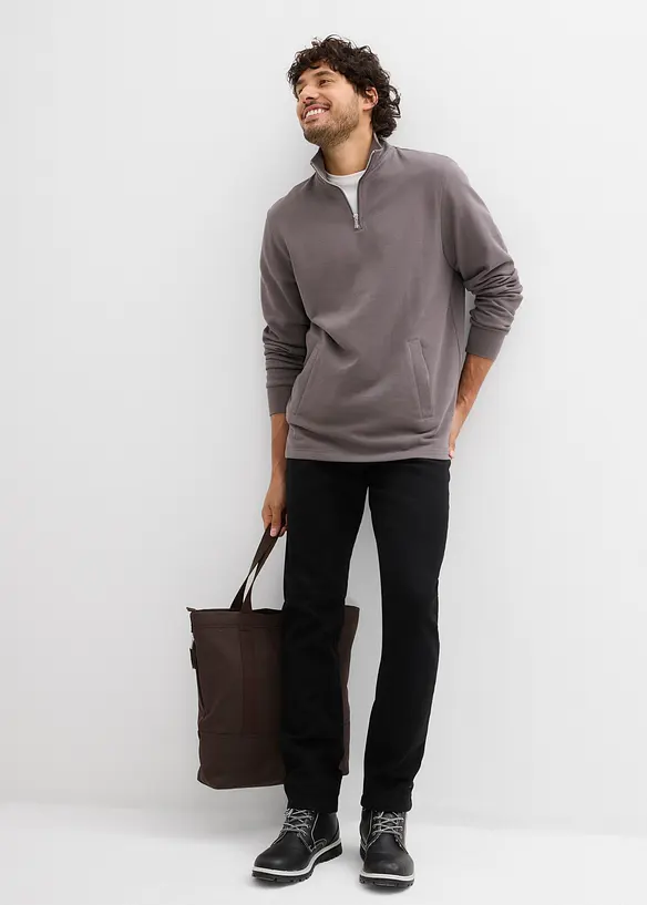 Sweat 100% coton avec poches pratique et base droite, bonprix