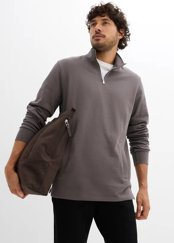 Sweat 100% coton avec poches pratique et base droite, bonprix