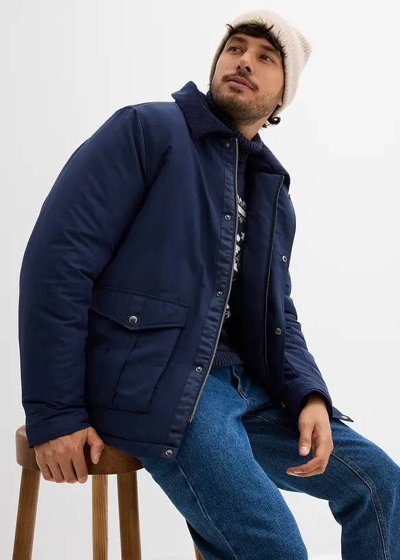 Blouson rembourré pour l’hiver avec col en velours côtelé, bonprix