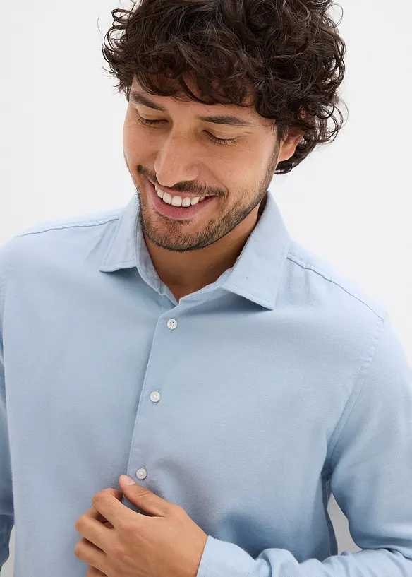 Chemise business en flanelle 100% coton, slim, bonprix