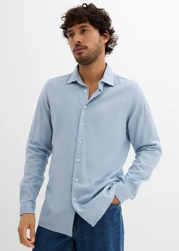 Chemise business en flanelle 100% coton, slim, bonprix