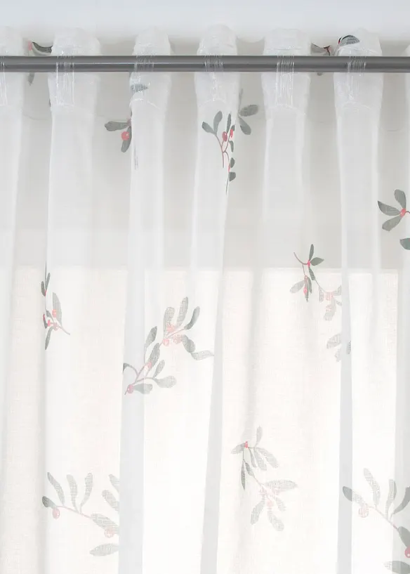 Voilage avec imprimé branches de gui (1 pce), bonprix