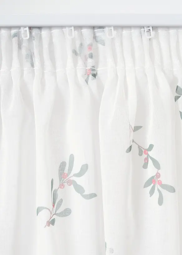 Voilage avec imprimé branches de gui (1 pce), bonprix