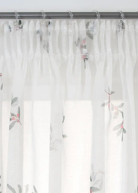 Voilage avec imprimé branches de gui (1 pce), bonprix