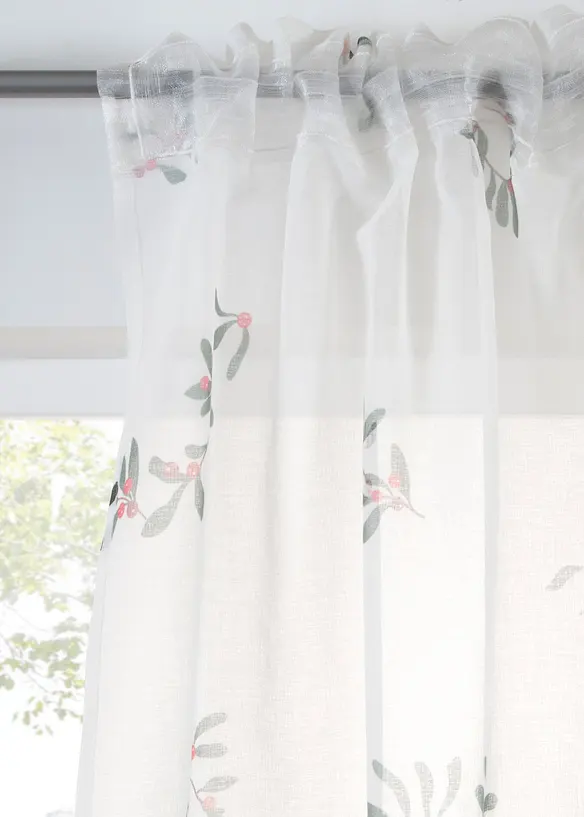 Voilage avec imprimé branches de gui (1 pce), bonprix