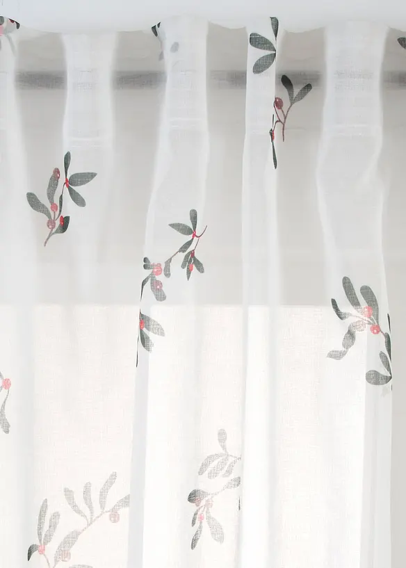 Voilage avec imprimé branches de gui (1 pce), bonprix