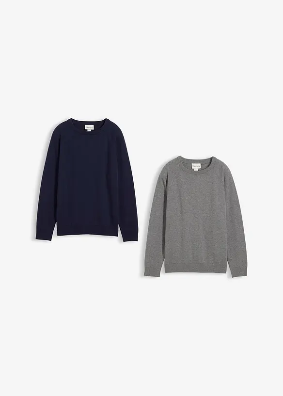 Lot de 2 pulls en fine maille 100% coton, bonprix