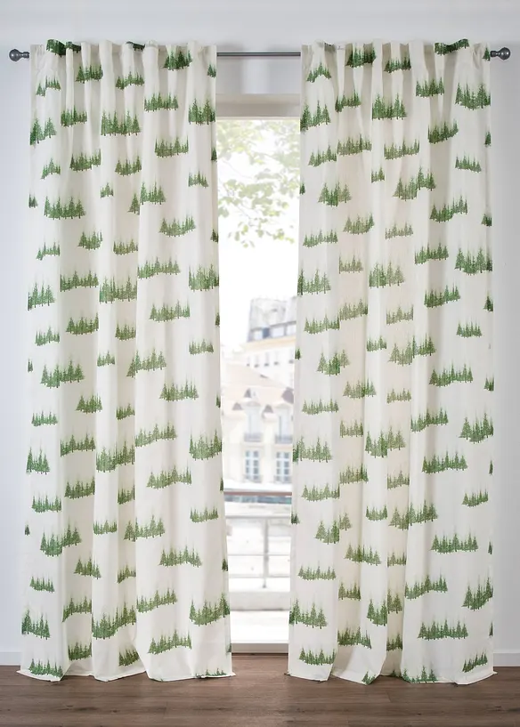 Voilage imprimé sapins (1 pce), bonprix