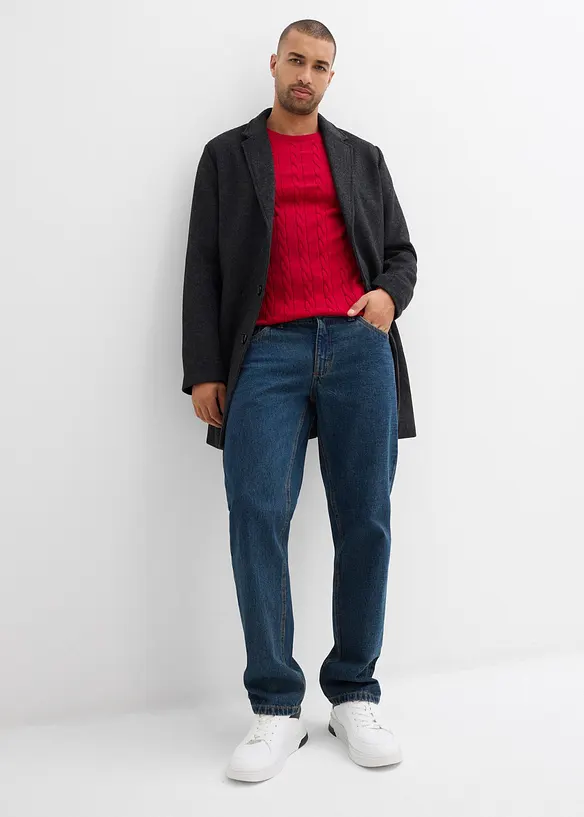 Pull doux à torsades en fine maille de coton majoritaire, slim, bonprix