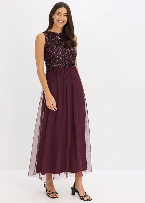 Robe longue avec haut brodé de sequins, bonprix