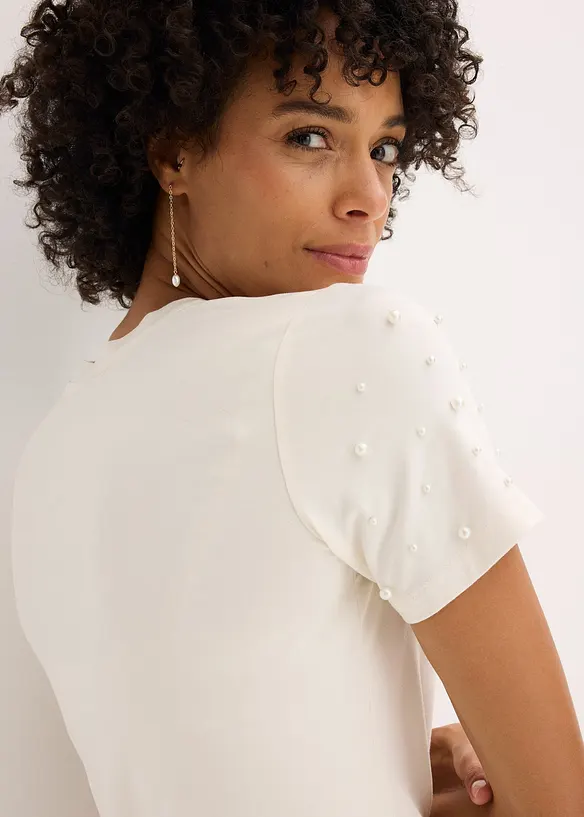T-shirt avec perles, bonprix