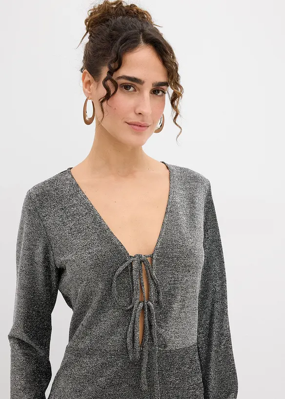 Robe courte brillante avec nœuds, bonprix