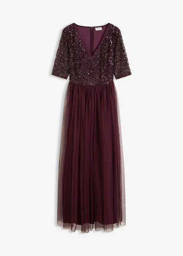 Robe de soirée en tulle avec haut brodé de sequins, bonprix