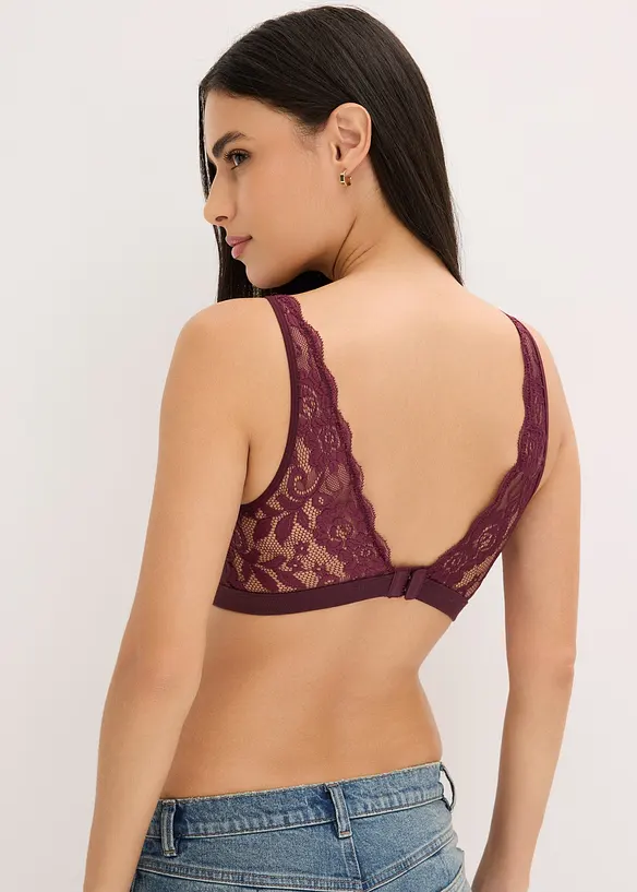 Brassière côtelée avec coton et dentelle, bonprix