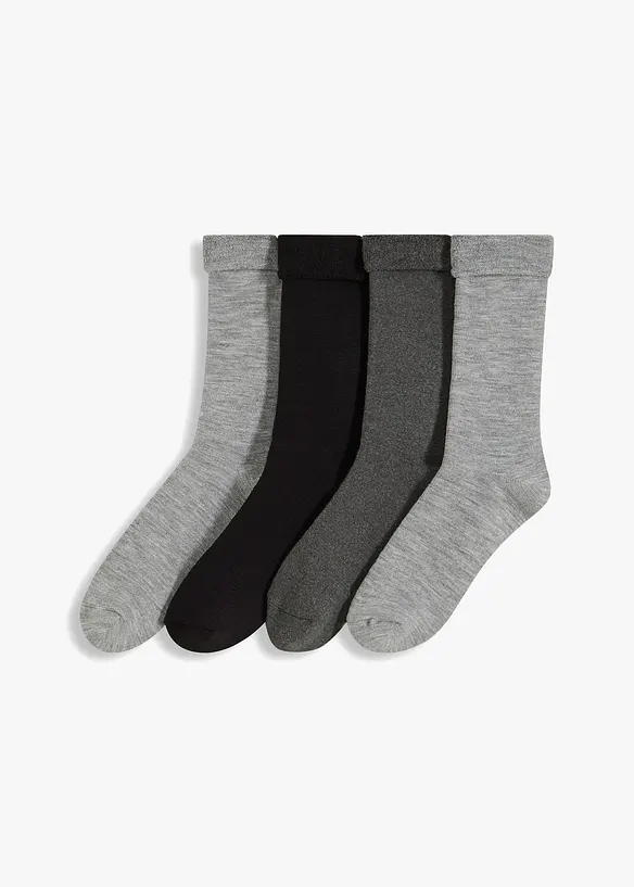 Lot de 4 paires de chaussettes chaudes avec revers et intérieur éponge, bonprix