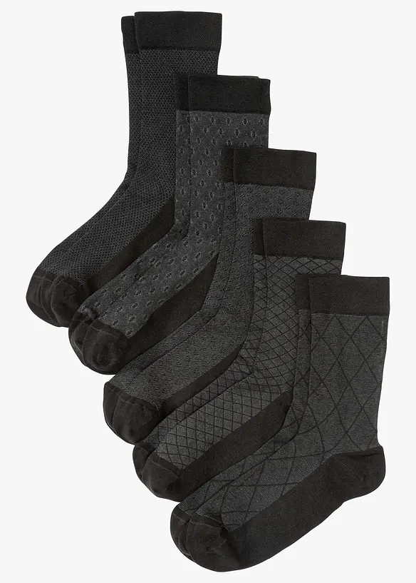 Lot de 5 paires de chaussettes à bord non comprimant, bonprix