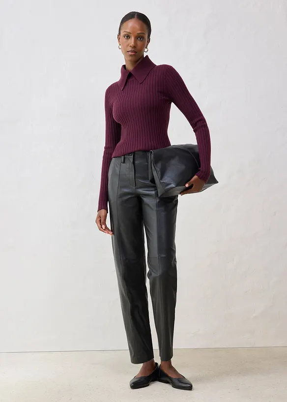 Pantalon en cuir d’agneau nappa, bonprix