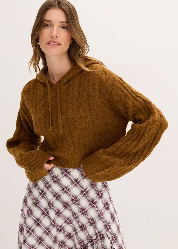 Pull en grosse maille avec capuche, bonprix