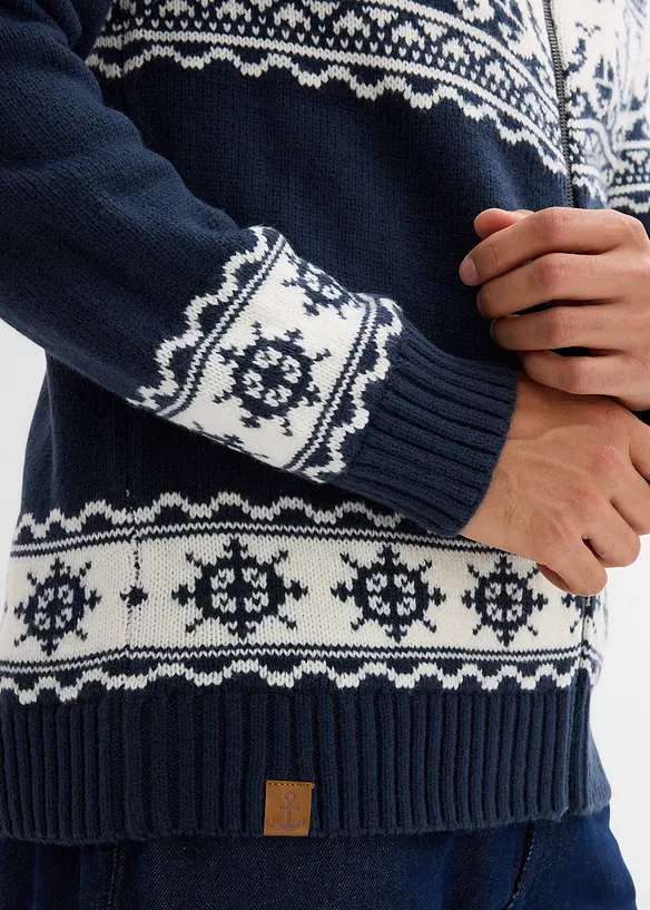 Gilet en maille à motif norvégien marin, bonprix