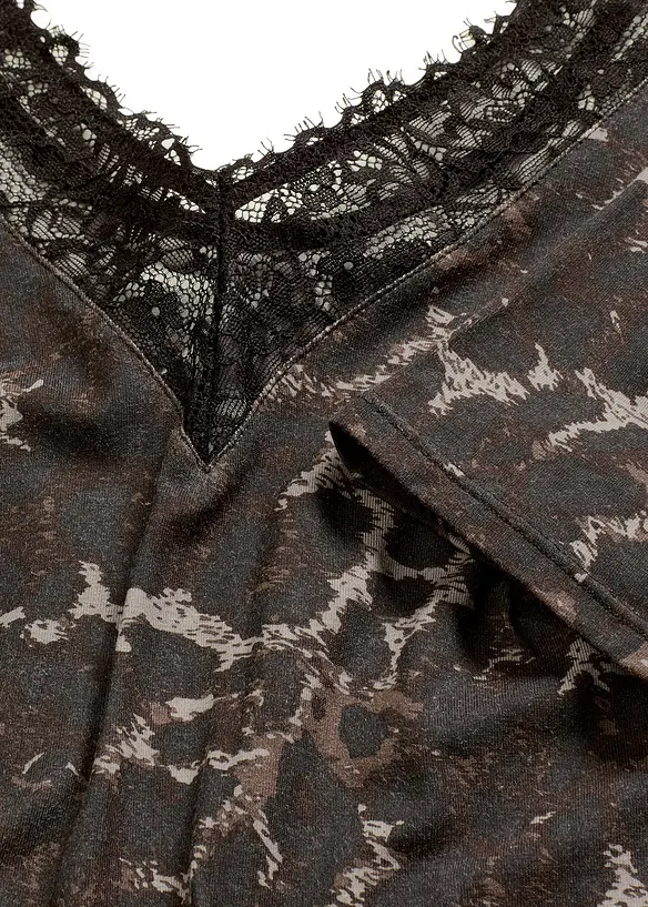 Body manches courtes en modal et dentelle, bonprix