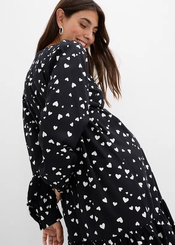 Robe de grossesse et d’allaitement 100% viscose à imprimé cœurs, bonprix