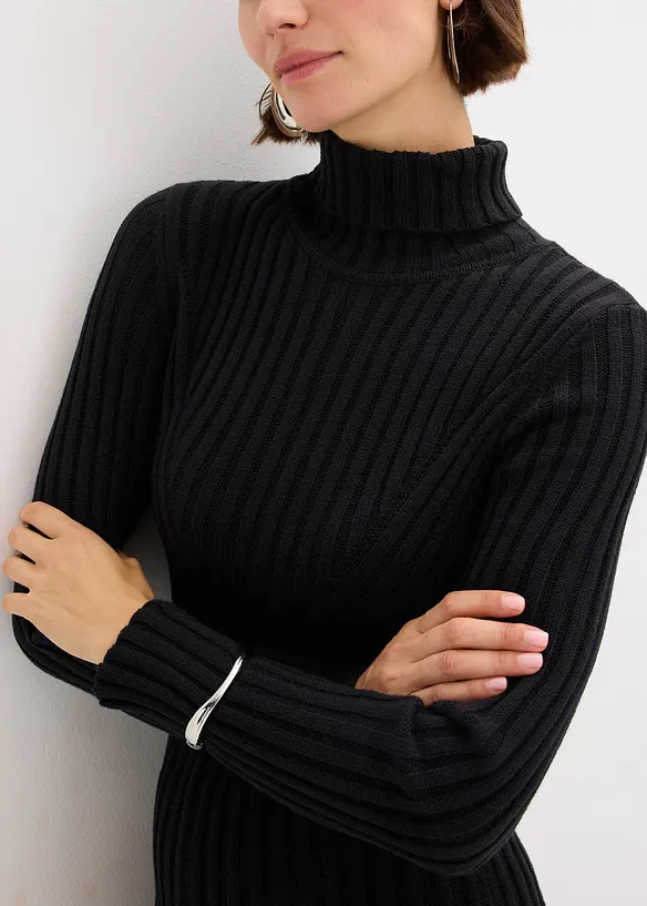 Robe en maille à col roulé, bonprix