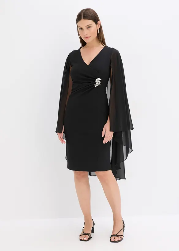 Robe courte avec cape en mousseline, bonprix