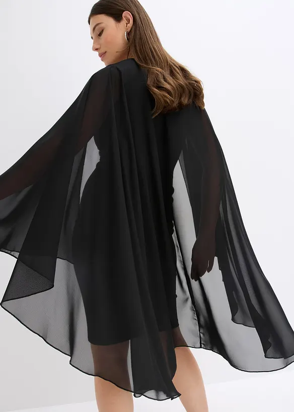 Robe courte avec cape en mousseline, bonprix