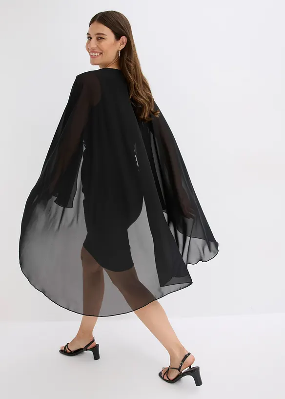 Robe courte avec cape en mousseline, bonprix