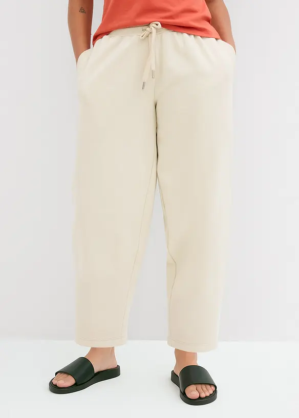 Pantalon barrel en molleton 100% coton, bonprix