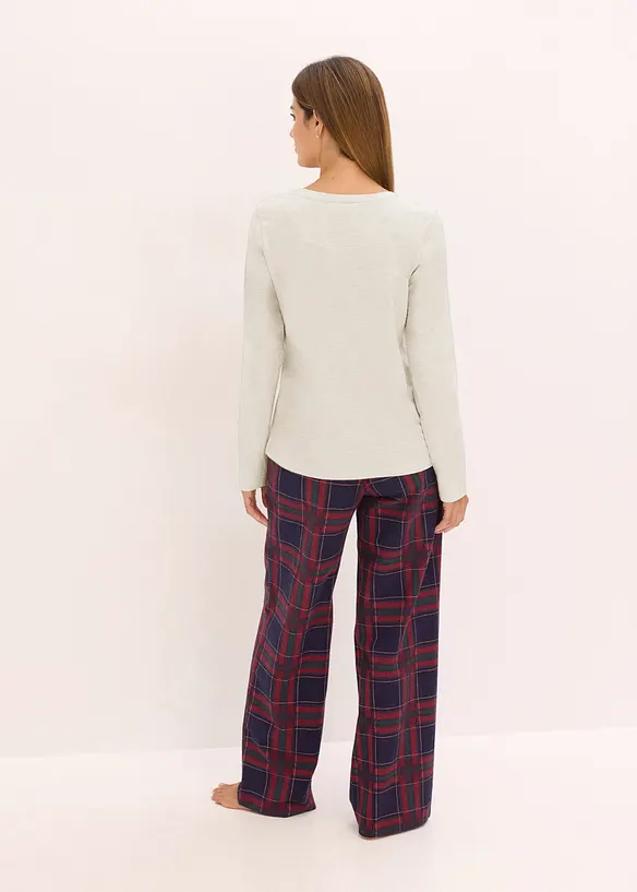 Pyjama avec pantalon en flanelle et pochette cadeau, bonprix